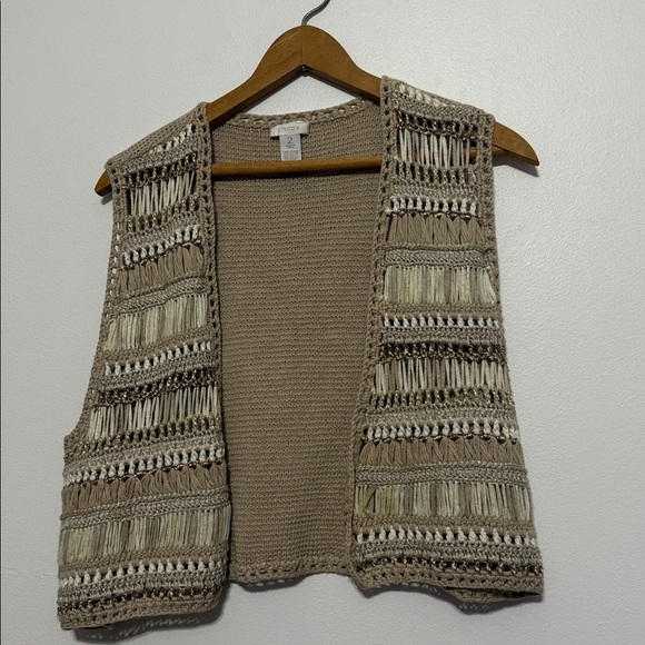 Chicos beige cream crochet detailed vest - Picture 1 of 12